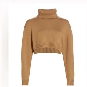 New Ronny Kobo Collection Sarki Cropped Pullover Sweater in Brown Camel XS